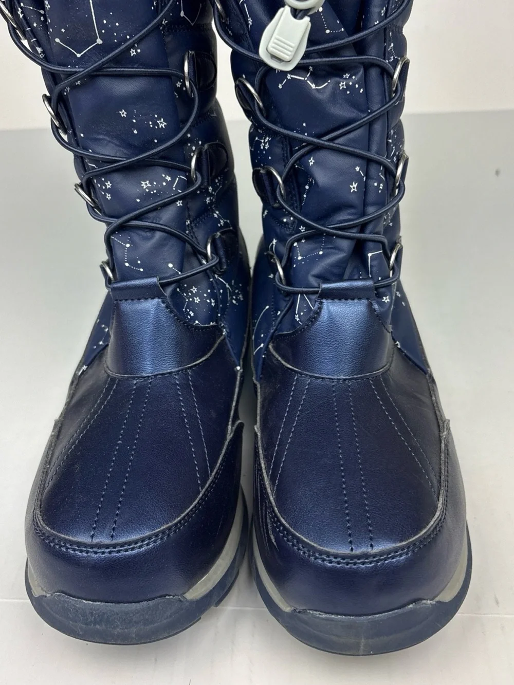 Lands End Big Girls Size 7 Boots Snow Rain Navy Blue Starry Night Constellation